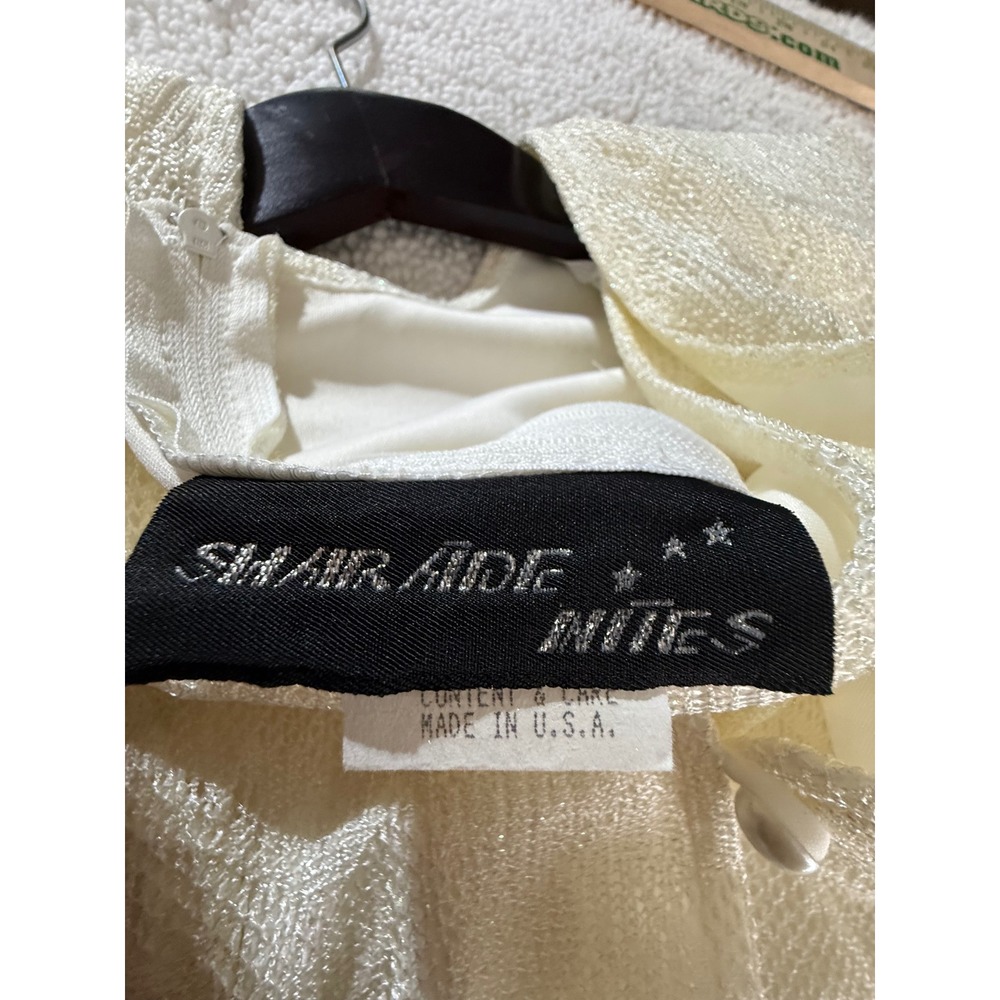 Shari Aide Petites Vintage Cream Metallic Knit Dress & Cardigan Set 14P USA Made - Picture 14 of 16